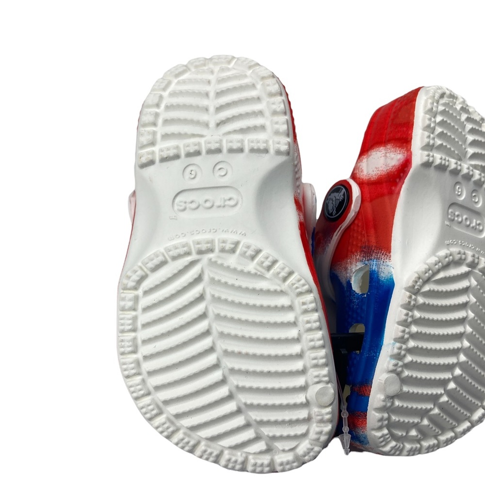 Crocs Kids Classic Toldder Tie-Dye Graphic Clog Blue/ Red/ White Size C5 - Picture 7 of 16